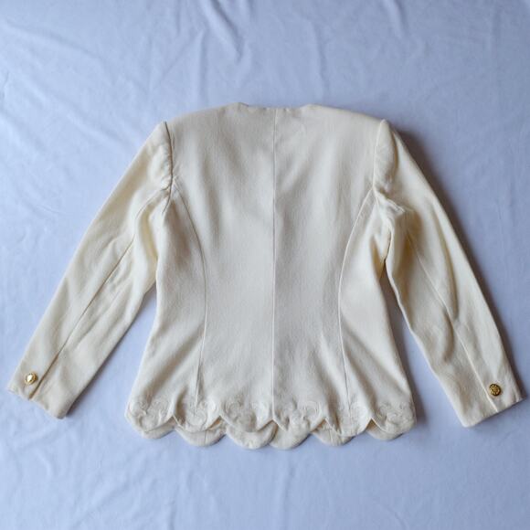 Vintage Kasper Wool Blazer with Scalloped Hem & Gold Buttons, Size 10 - Picture 6 of 8